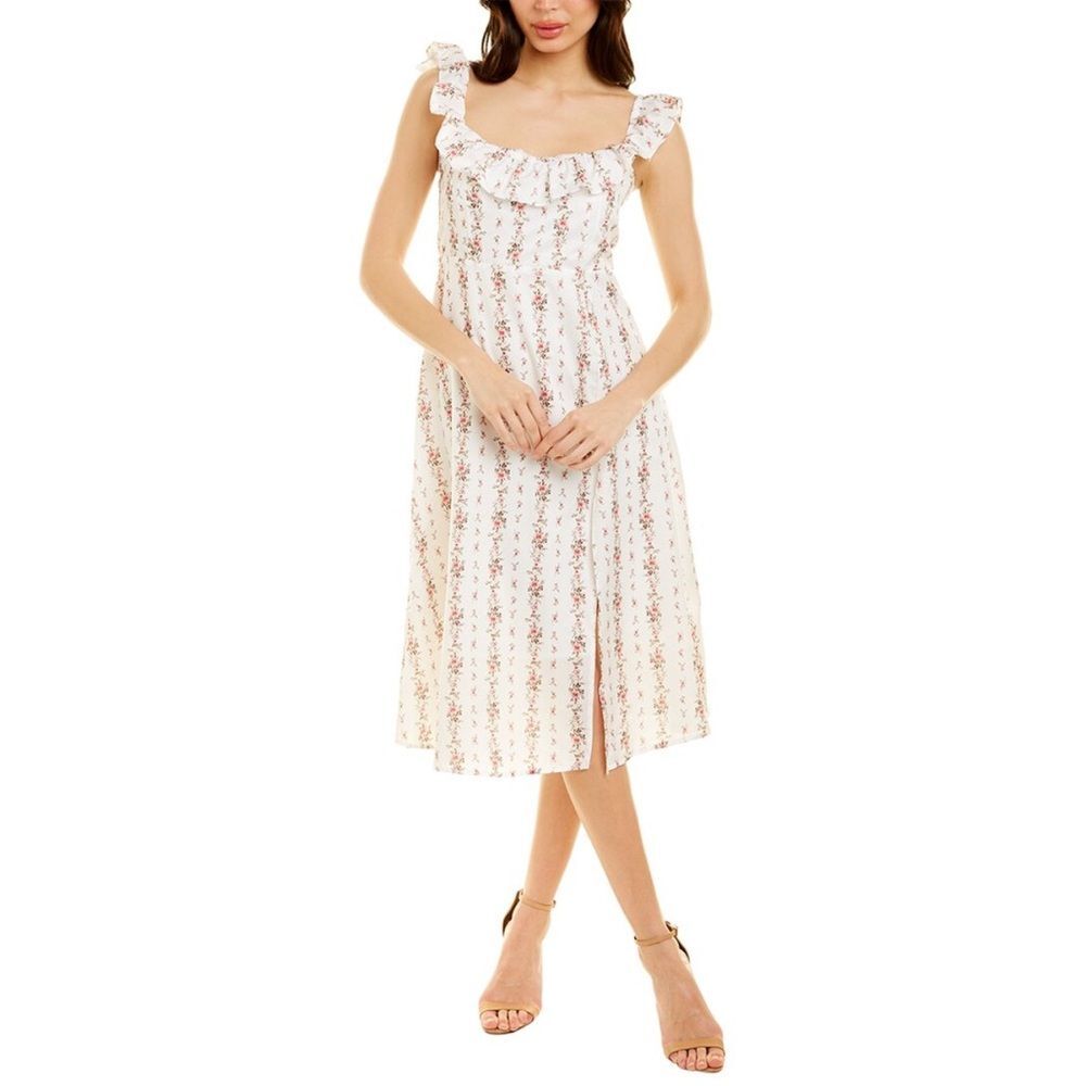 NWT 70/21 Slit Midi Dress In White Floral Size Medium